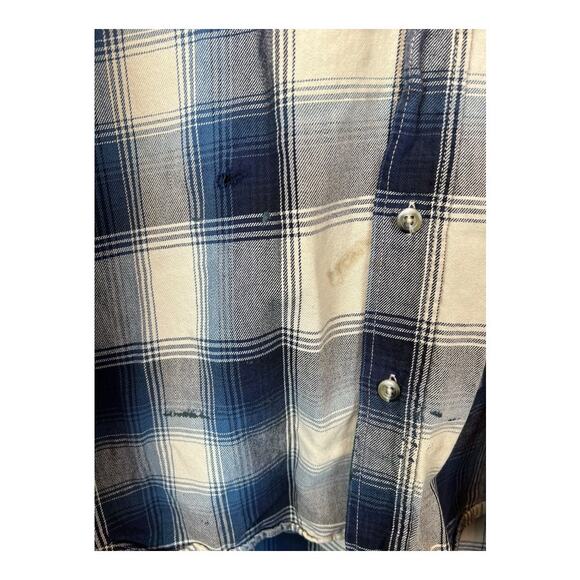 Mens Grunge Flannel Shirt Button Down Distressed Gorpcore Utility - Picture 2 of 8